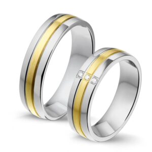 STG603 - Alliance edelstaal/gouden trouwringen